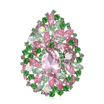 Fresh Green Floral Crystal Glass Brooch Elegant Clothing Accessory
